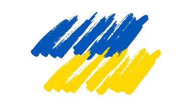 Grunge tarzında Ukrayna ulusal bayrağı. Ukrayna 'nın fırça darbesi bayrağıyla boyanmış. Vektör illüstrasyonu