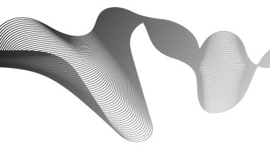 Beyaz zemin üzerinde gri dalga gradyan çizgileri olan soyut arkaplan. Modern teknoloji arka planı, dalga tasarımı. Vektör illüstrasyonu