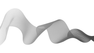 Beyaz zemin üzerinde gri dalga gradyan çizgileri olan soyut arkaplan. Modern teknoloji arka planı, dalga tasarımı. Vektör illüstrasyonu