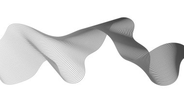 Beyaz zemin üzerinde gri dalga gradyan çizgileri olan soyut arkaplan. Modern teknoloji arka planı, dalga tasarımı. Vektör illüstrasyonu