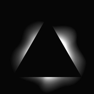 Üçgen çerçeveyi gradyanla aydınlat. Siyah arkaplanda beyaz üçgen neon pankartı var. Vektör illüstrasyonu