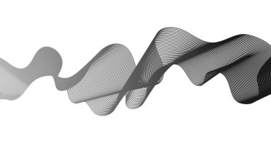 Beyaz zemin üzerinde gri dalga gradyan çizgileri olan soyut arkaplan. Modern teknoloji arka planı, dalga tasarımı. Vektör illüstrasyonu