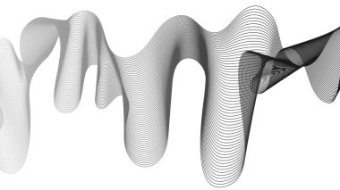 Beyaz zemin üzerinde gri dalga gradyan çizgileri olan soyut arkaplan. Modern teknoloji arka planı, dalga tasarımı. Vektör illüstrasyonu