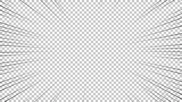 Şeffaf arkaplanda siyah çizgileri olan çizgi roman sayfası. Patlama ışınları desenli şablon dokuyu etkiler. Vektör illüstrasyonu