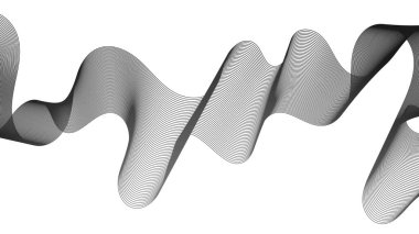 Beyaz zemin üzerinde gri dalga gradyan çizgileri olan soyut arkaplan. Modern teknoloji arka planı, dalga tasarımı. Vektör illüstrasyonu