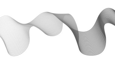 Beyaz zemin üzerinde gri dalga gradyan çizgileri olan soyut arkaplan. Modern teknoloji arka planı, dalga tasarımı. Vektör illüstrasyonu