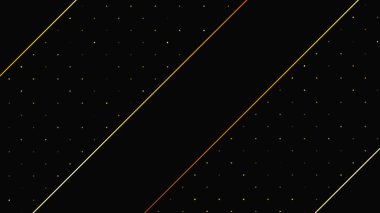 Soyut altın çizgileri ve parlak noktaları olan gösterişli, koyu bir arka plan. Işıldayan pırıltılı arkaplan. Modern şablonlar için şık ve zarif bir tasarım. Vektör illüstrasyonu