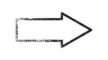 Grunge kenarı ok şeklinde. Koyu desenli çerçeve, beyaz arkaplanda boşluk. Vektör illüstrasyonu