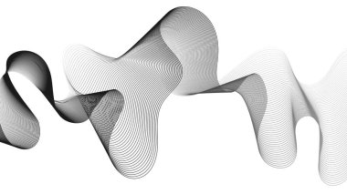 Beyaz zemin üzerinde gri dalga gradyan çizgileri olan soyut arkaplan. Modern teknoloji arka planı, dalga tasarımı. Vektör illüstrasyonu