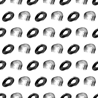 Kusursuz desenli, el çizimi, beyaz zemin üzerine çizilmiş karalama çemberleri. Soyut grunge dokusu. Vektör illüstrasyonu