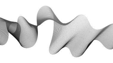 Beyaz zemin üzerinde gri dalga gradyan çizgileri olan soyut arkaplan. Modern teknoloji arka planı, dalga tasarımı. Vektör illüstrasyonu
