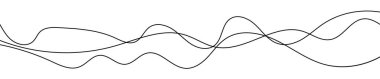 İnce kıvrımlı dalgalı çizgiler. Beyaz arka planda üç siyah dalgalı çizgi. Vektör illüstrasyonu