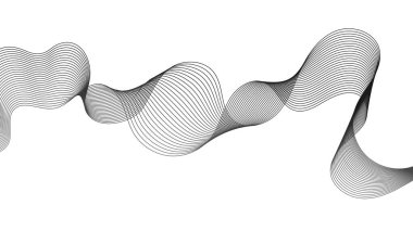 Beyaz zemin üzerinde gri dalga gradyan çizgileri olan soyut arkaplan. Modern teknoloji arka planı, dalga tasarımı. Vektör illüstrasyonu