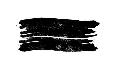 Siyah fırça darbesi. El çizimi mürekkep lekesi beyaz arka planda izole edilmiş. Vektör illüstrasyonu