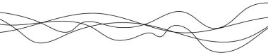 İnce kıvrımlı dalgalı çizgiler. Beyaz arka planda dört siyah dalgalı çizgi. Vektör illüstrasyonu