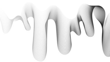 Beyaz zemin üzerinde gri dalga gradyan çizgileri olan soyut arkaplan. Modern teknoloji arka planı, dalga tasarımı. Vektör illüstrasyonu