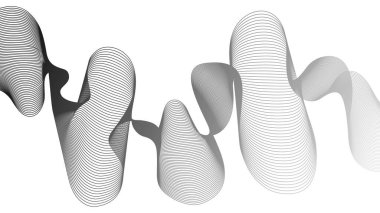 Beyaz zemin üzerinde gri dalga gradyan çizgileri olan soyut arkaplan. Modern teknoloji arka planı, dalga tasarımı. Vektör illüstrasyonu