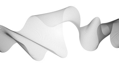 Beyaz zemin üzerinde gri dalga gradyan çizgileri olan soyut arkaplan. Modern teknoloji arka planı, dalga tasarımı. Vektör illüstrasyonu