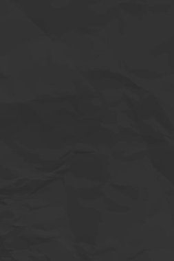 Siyah, buruşuk kağıt arka plan. Posterler ve afişler için buruşturulmuş dikey boş kağıt şablonu. Vektör illüstrasyonu