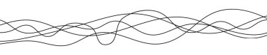 İnce kıvrımlı dalgalı çizgiler. Beyaz arka planda beş siyah dalgalı çizgi. Vektör illüstrasyonu