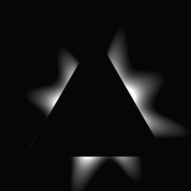 Üçgen çerçeveyi gradyanla aydınlat. Siyah arkaplanda beyaz üçgen neon pankartı var. Vektör illüstrasyonu