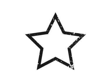 Grunge sınırı yıldız şeklinde. Koyu desenli çerçeve, beyaz arkaplanda boşluk. Vektör illüstrasyonu