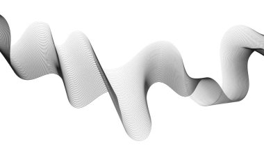 Beyaz zemin üzerinde gri dalga gradyan çizgileri olan soyut arkaplan. Modern teknoloji arka planı, dalga tasarımı. Vektör illüstrasyonu