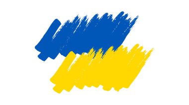 Grunge tarzında Ukrayna ulusal bayrağı. Ukrayna 'nın fırça darbesi bayrağıyla boyanmış. Vektör illüstrasyonu