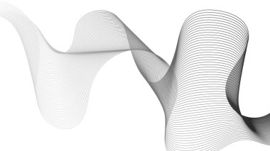 Beyaz zemin üzerinde gri dalga gradyan çizgileri olan soyut arkaplan. Modern teknoloji arka planı, dalga tasarımı. Vektör illüstrasyonu