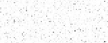 Dairesel soyut geometrik arkaplan. Beyaz üzerine gri pikseller ve boş alan. Dijital iş arkaplanı. Vektör illüstrasyonu