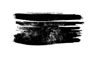 Siyah fırça darbesi. El çizimi mürekkep lekesi beyaz arka planda izole edilmiş. Vektör illüstrasyonu