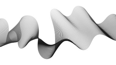 Beyaz zemin üzerinde gri dalga gradyan çizgileri olan soyut arkaplan. Modern teknoloji arka planı, dalga tasarımı. Vektör illüstrasyonu