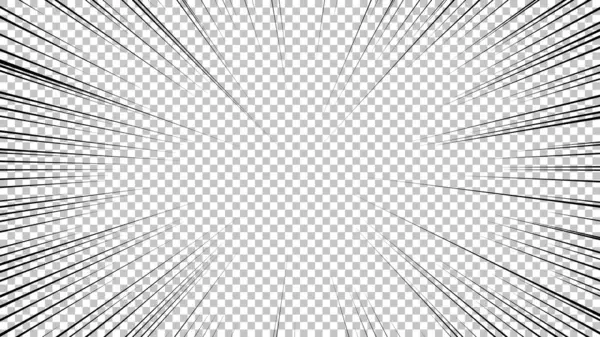 Şeffaf arkaplanda siyah çizgileri olan çizgi roman sayfası. Patlama ışınları desenli şablon dokuyu etkiler. Vektör illüstrasyonu