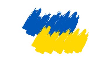 Grunge tarzında Ukrayna ulusal bayrağı. Ukrayna 'nın fırça darbesi bayrağıyla boyanmış. Vektör illüstrasyonu