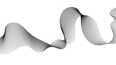 Beyaz zemin üzerinde gri dalga gradyan çizgileri olan soyut arkaplan. Modern teknoloji arka planı, dalga tasarımı. Vektör illüstrasyonu