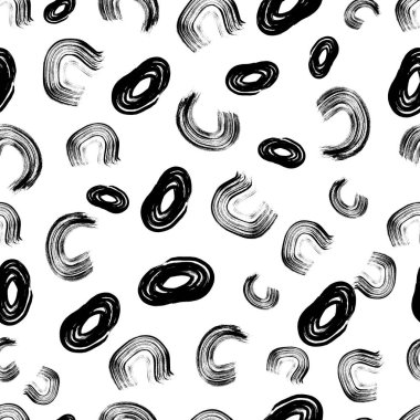 Kusursuz desenli, el çizimi, beyaz zemin üzerine çizilmiş karalama çemberleri. Soyut grunge dokusu. Vektör illüstrasyonu