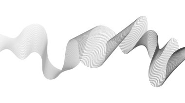 Beyaz zemin üzerinde gri dalga gradyan çizgileri olan soyut arkaplan. Modern teknoloji arka planı, dalga tasarımı. Vektör illüstrasyonu