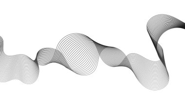 Beyaz zemin üzerinde gri dalga gradyan çizgileri olan soyut arkaplan. Modern teknoloji arka planı, dalga tasarımı. Vektör illüstrasyonu