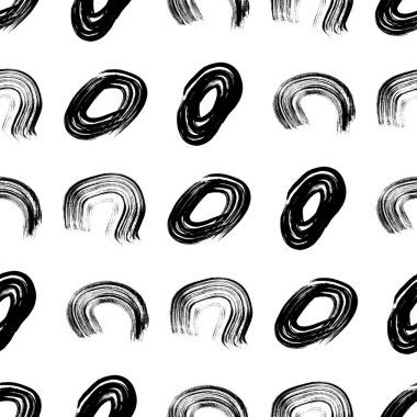 Kusursuz desenli, el çizimi, beyaz zemin üzerine çizilmiş karalama çemberleri. Soyut grunge dokusu. Vektör illüstrasyonu