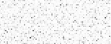 Kareli soyut geometrik arkaplan. Beyaz üzerine gri pikseller ve boş alan. Dijital iş arkaplanı. Vektör illüstrasyonu