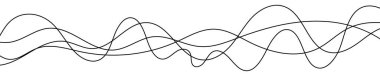 İnce kıvrımlı dalgalı çizgiler. Beyaz arka planda dört siyah dalgalı çizgi. Vektör illüstrasyonu