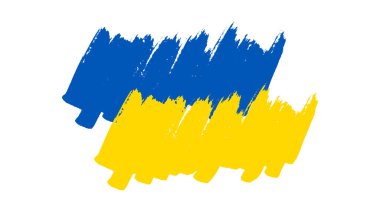 Grunge tarzında Ukrayna ulusal bayrağı. Ukrayna 'nın fırça darbesi bayrağıyla boyanmış. Vektör illüstrasyonu