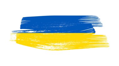 Grunge tarzında Ukrayna ulusal bayrağı. Ukrayna 'nın fırça darbesi bayrağıyla boyanmış. Vektör illüstrasyonu