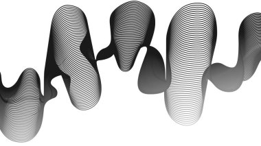 Beyaz zemin üzerinde gri dalga gradyan çizgileri olan soyut arkaplan. Modern teknoloji arka planı, dalga tasarımı. Vektör illüstrasyonu