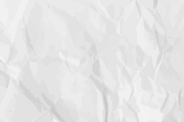 Beyaz, buruşuk kağıt arka plan. Posterler ve afişler için yatay olarak buruşmuş boş kağıt şablonu. Vektör illüstrasyonu