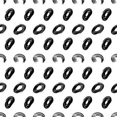 Kusursuz desenli, el çizimi, beyaz zemin üzerine çizilmiş karalama çemberleri. Soyut grunge dokusu. Vektör illüstrasyonu