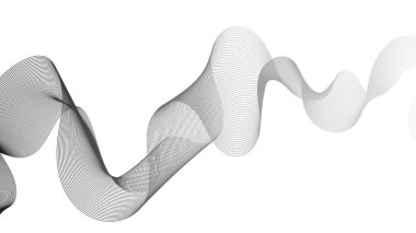 Beyaz zemin üzerinde gri dalga gradyan çizgileri olan soyut arkaplan. Modern teknoloji arka planı, dalga tasarımı. Vektör illüstrasyonu