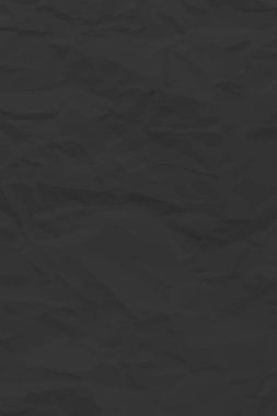 Siyah, buruşuk kağıt arka plan. Posterler ve afişler için buruşturulmuş dikey boş kağıt şablonu. Vektör illüstrasyonu