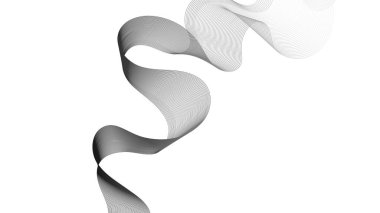 Beyaz zemin üzerinde gri dalga gradyan çizgileri olan soyut arkaplan. Modern teknoloji arka planı, dalga tasarımı. Vektör illüstrasyonu