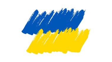 Grunge tarzında Ukrayna ulusal bayrağı. Ukrayna 'nın fırça darbesi bayrağıyla boyanmış. Vektör illüstrasyonu